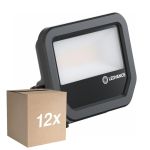 Mehrfachpackung 12x Ledvance LED-Scheinwerfer Aluminium Schwarz 17W 2400lm 100D - 865 Tageslichtweiß | IP66 - Symmetrisch